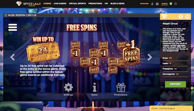 Respins Circus Free Spins Round