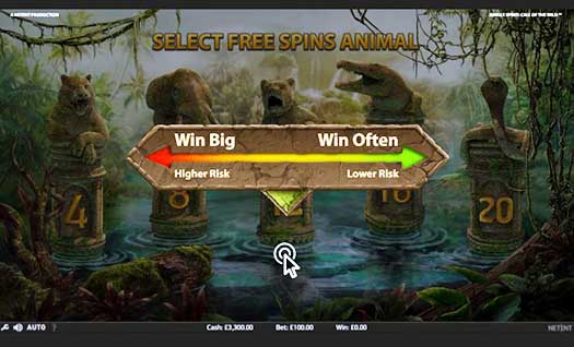 Jungle Spirit from NetEnt - Choose the risk in bonus game