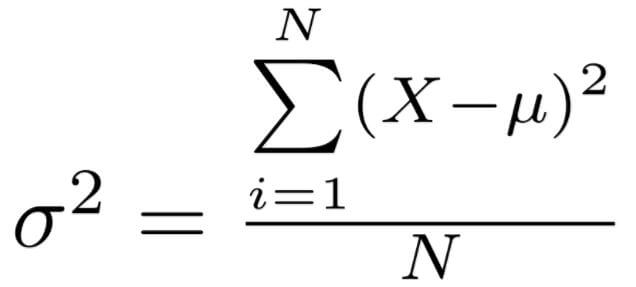 Calculate the variance using mathematical formu